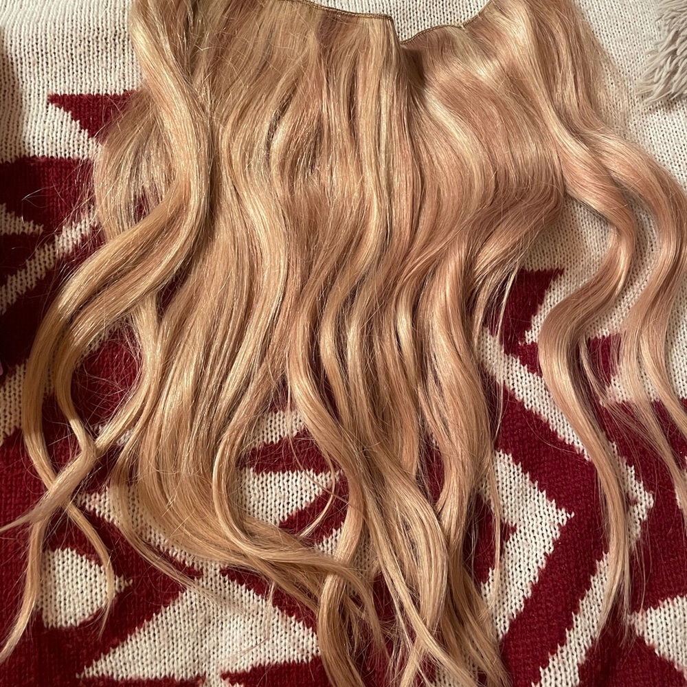 VeSunny 14” blosr halo with caramel 11” width human hair extensions